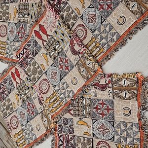 Vintage 5 Pieces Australia Aboriginal Washable Handmade Tribal Placemats Cotton